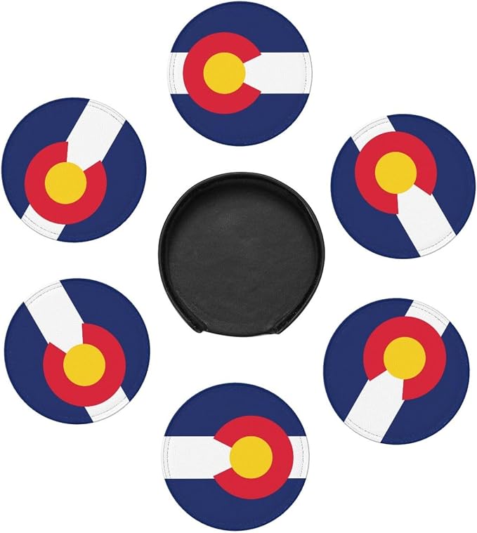 6 Pack Colorado Flag Leather Coaster - Image 3