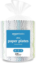 Amazon Basics Ultra Paper Plates, 8.62 Inch, Disposable, 120 Count