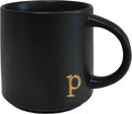 COLLECTIVE HOME Black Ceramic Coffee Mug, 15 oz Golden Monogram Tea Cup | by COLLECTIVEHOME