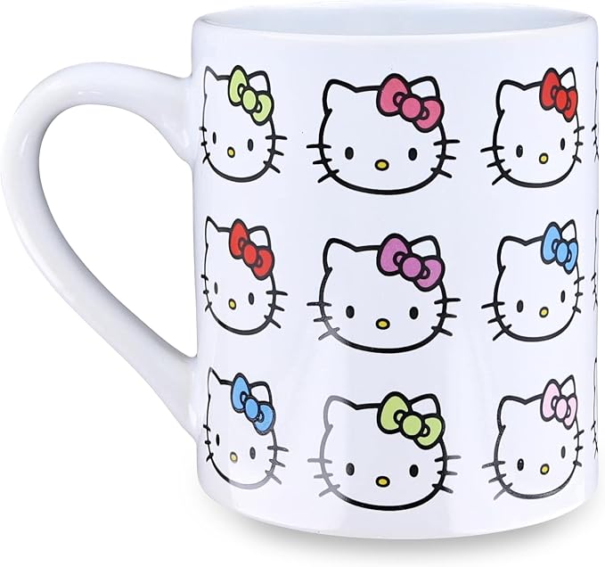 Silver Buffalo Sanrio Hello Kitty Faces and Bows Pattern Ceramic Coffee Mug by SilverBuffalo