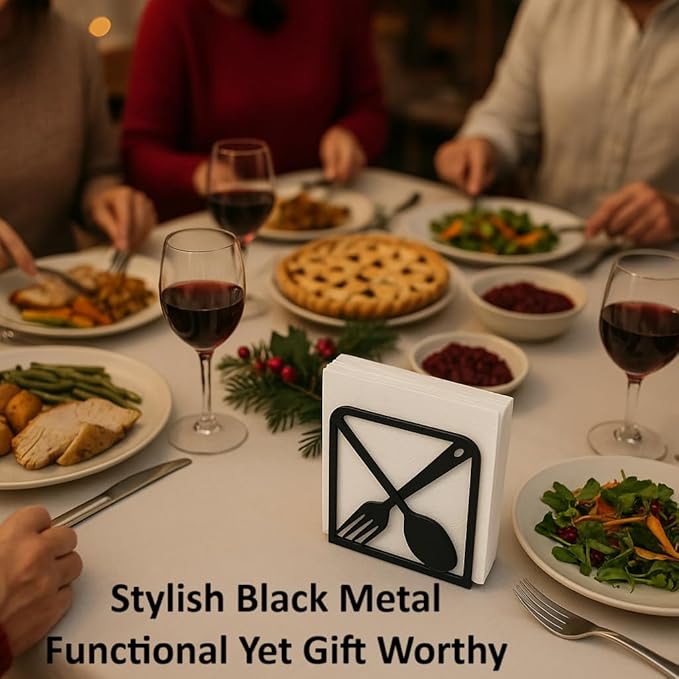 2-Pack Decorative napkin holder for table & coffee filter holder Set – Black cocktail napkin holder – Fits Standard Napkins & coffee filter size #2 & #4