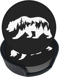 6 Pcs Hiking Bear Mountains Camper Leather Coasters by NiuKom