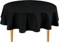 Hiasan Round Linen Tablecloth 90 Inch - Wrinkle and Stain Resistant Washable Polyester Fabric Table Cloth for Dining Room Kitchen Party, Black