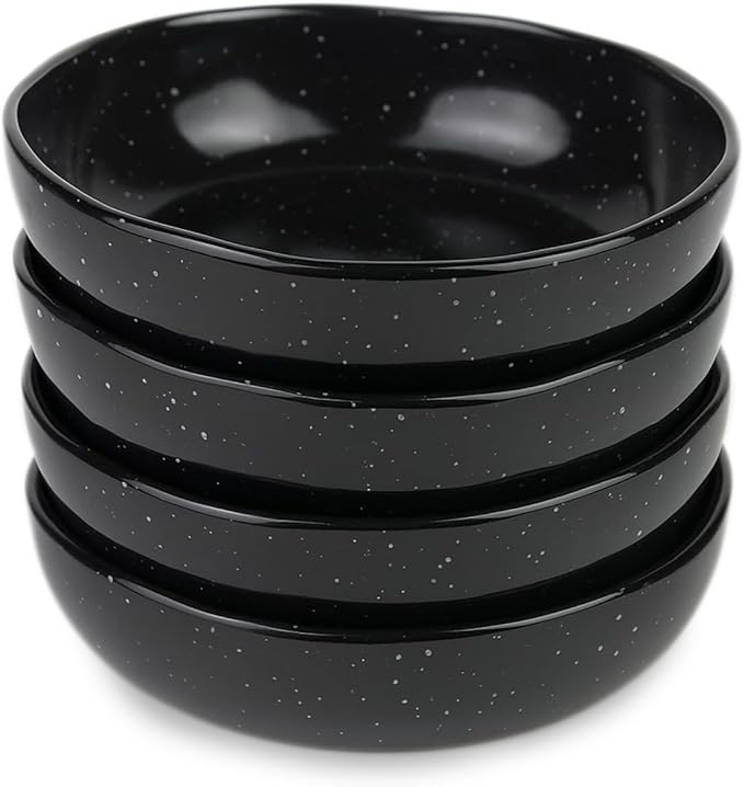roro 5 Inch Handmade Ceramic Small Bowl, Glossy Black Speckled