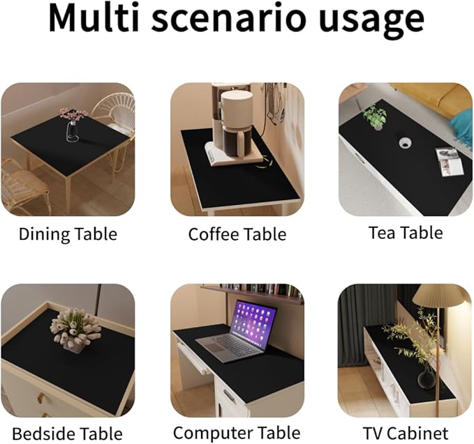 Desk Cover Protector - Used for Square Table Waterproof and Easy to Clean Good Flatness Easy to Used for Dining Table(Black+Gray 44x44)