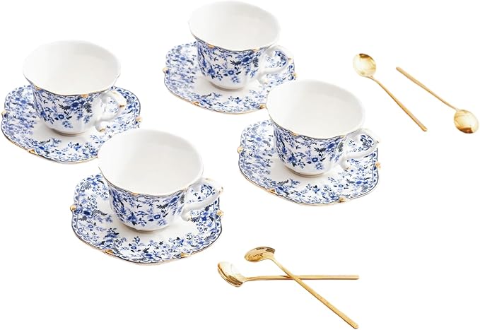 Vintage Floral Porcelain Tea Cup and Saucer Set by Unknown