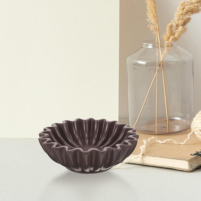 jojofuny Decorative Wavy Edge Bowl 6-inch Black Resin Snack Container Jewelry and Key Storage Holder Multipurpose Organizer for Living Room Tabletop Home Décor