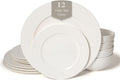 New Bone China 12 Piece Dinnerware Set, Santorini Collection, Daily Use China by SquareHouse