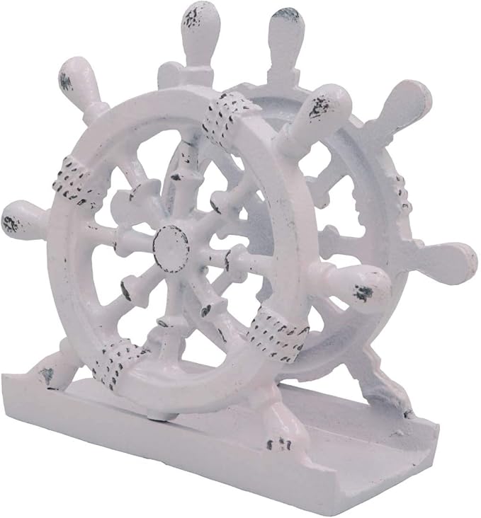 THDC Nautical Napkin Holder, Lunch, Dinner, Nautical Collection Napkin Holder, Made of Metal (Wheel Distressed Pink)