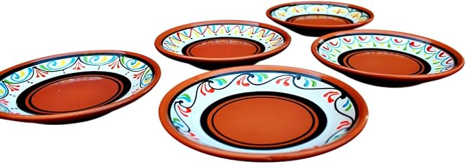 Cactus Canyon Ceramics Spanish Terracotta 5-Piece Small Tapa Plate Set, White…
