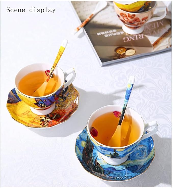 Bone China Cup &Saucer Set, 7oz- Van Gogh's Paintings - Image 4