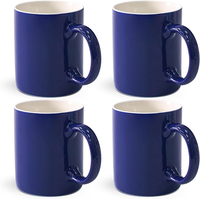 12 oz Cup Plain Gloss Blue Ceramic Coffee Mug Set of 4 by Momugs
