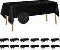 Fokitut 12 Pack Waterproof Rectangle Tablecloth, 60x102 Inch, Stain Resistant and Wrinkle Polyester Table Cloth, Fabric Table Cover for Kitchen Dining, Wedding, Party, Holiday Dinner-Black
