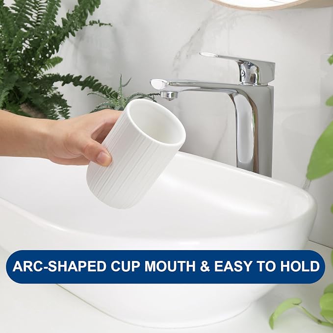 Bathroom Tumbler Cup Ceramic 2Pcs 12.6oz Reusable Toothbrush Cup 375ml - Image 5