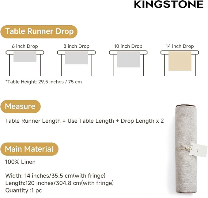 100% French Linen Table Runner 120", 210GSM Heavyweight Artisanry, Crease-Free - Image 6
