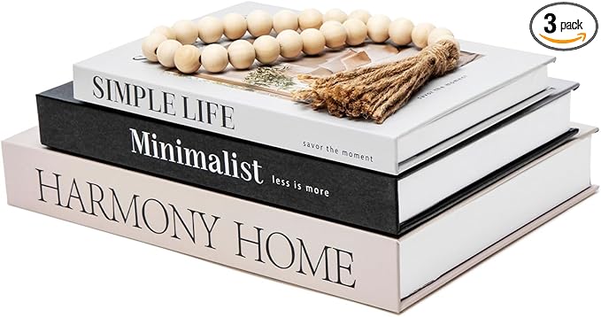 TwoDays Beautiful Coffee Table Books, Neutral Fashion Decorative Books for Home Bookshelf, Modern Room Decor Aesthetic, Fake Faux Book Storage Boxes for Decoration (Set of 3)