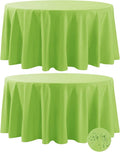 Fokitut 2 Pack Waterproof Round Tablecloth, 132 Inch, Stain Resistant and Wrinkle Polyester Table Cloth, Fabric Table Cover for Kitchen Dining, Wedding, Party, Holiday Dinner-Apple Green