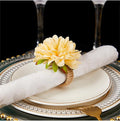Floral Napkin Rings Set of 6,Rustic Rose Napkin Rings Flower Dinner Napkin Holder for Table Decoration (34#Champagne)