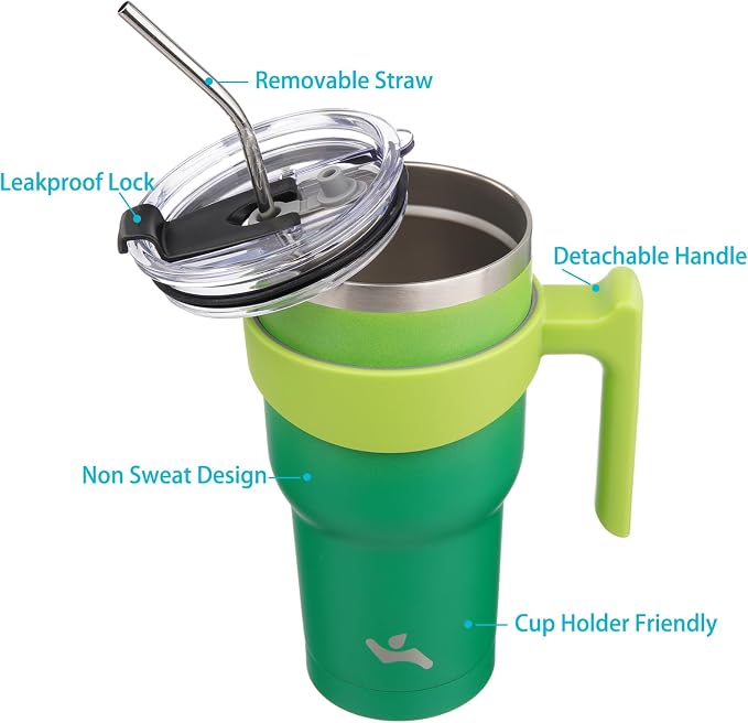 Konokyo 40 oz Tumbler with Handle and Straw, Insulated Travel Mug | Matcha - Image 2