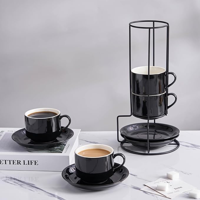 YOLIFE 8oz Porcelain Stackable Cappuccino Cups - Image 5