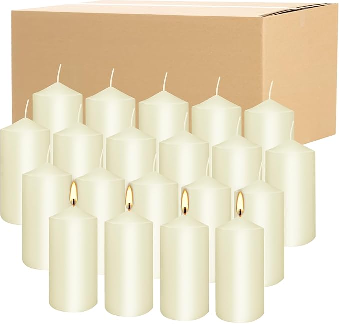 20-Piece Ivory Taper Candles (2x4 inches) | Unscented, Dripless & Smokeless | Clean-Burning Dinner Candles for Weddings, Parties, Dinner Table Decor, Home Dining, Church Ceremonies & Celebrations