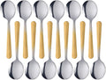 Bouillon Spoons Set of 12, 5.9 Inch Stainless Steel Soup Spoon, Metal Round by KitchenDining