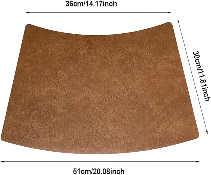 Leather Round Table Washable Placemats, Thick Faux Leather Heat Resistant Wedge Table Placemat, Waterproof Non-Slip Easy to Clean Place mat for Kitchen Coffee Dining Room Table Set of 6