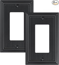 2-Pack Classic Beadboard Decorator Wall Plate Cover, Black Decorative Switch Plates and Outlet Covers, Durable Natural Bamboo Fiber Wall Plates for Electrical Outlets, Receptacle, GFCI Outlet