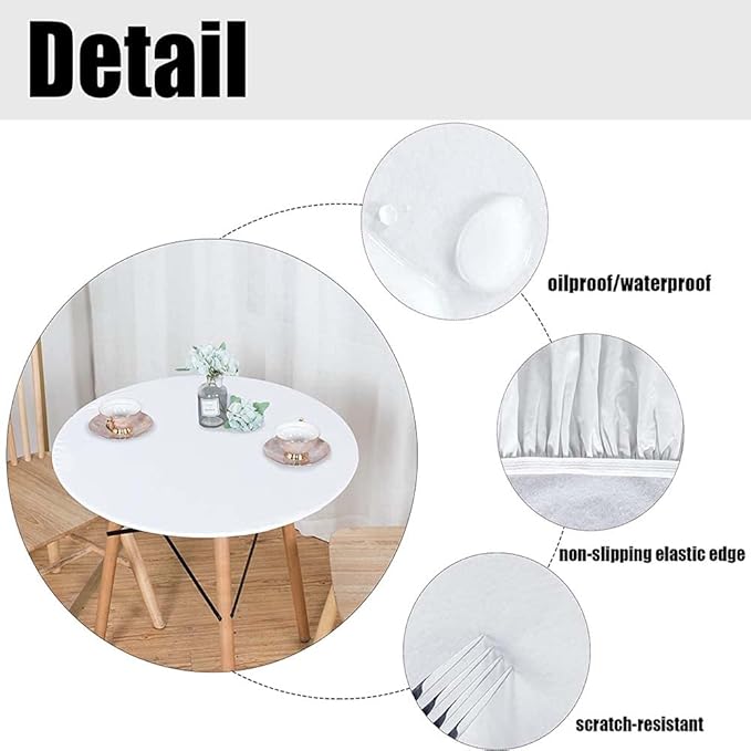 Elastic Tablecloth, Mushrooms Decorative Fabric Table Cover for, Attractive Various Cartoon Leaves and Mushrooms Graphic, Fit Round Tables 35inch Diameter, for Outdoor Indoor Use, Brown