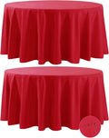 Fokitut 2 Pack Waterproof Round Tablecloth, 120 Inch, Stain Resistant and Wrinkle Polyester Table Cloth, Fabric Table Cover for Kitchen Dining, Wedding, Party, Holiday Dinner-Red