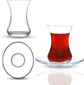 Tea Glass Set of 24 with Saucers, Small Clear Glass Tea Cups by YERSIZ