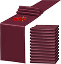 12 Pack Burgundy Satin Table Runner 12 x 108 Inch Long Premium Table Runners by YMHPRIDE