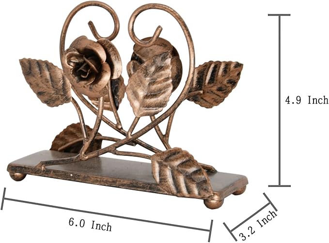 OwlGift Bronze Napkin Holder – Rose Design Metal Napkin Storage - Image 6
