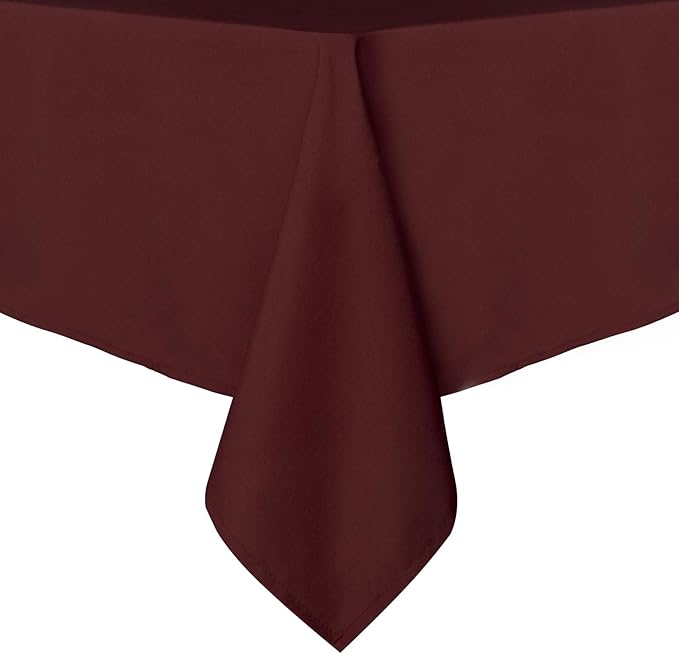 sancua Rectangle Tablecloth - 60 x 60 Inch - Stain and Wrinkle Resistant Washable Polyester Table Cloth, Decorative Fabric Table Cover for Dining Tables, Buffet Parties and Camping, Burgundy