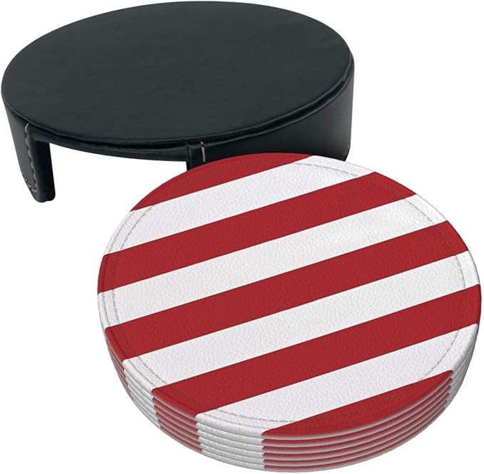 6 Pcs Christmas Valentine's Day Decoration Red and White Stripes Leather - Image 4