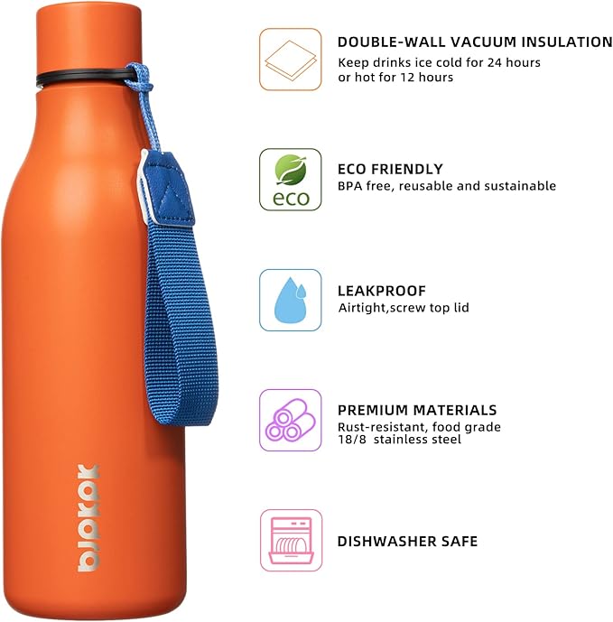 BJPKPK 18oz Insulated Water Bottle, Stainless Steel Bottle - Image 2