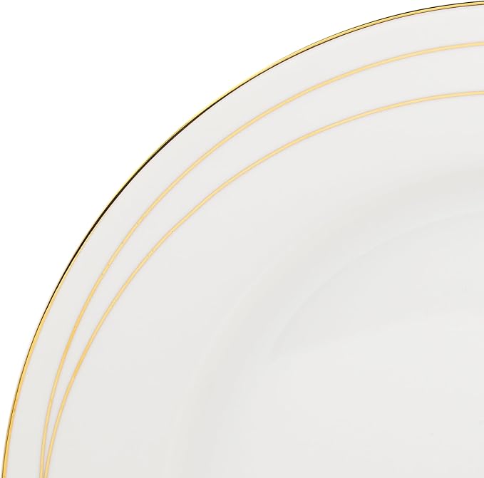 Joseph Sedgh Collection “Sisi” 20-Piece Bone China Dinnerware Set, Service for 4, White and Gold