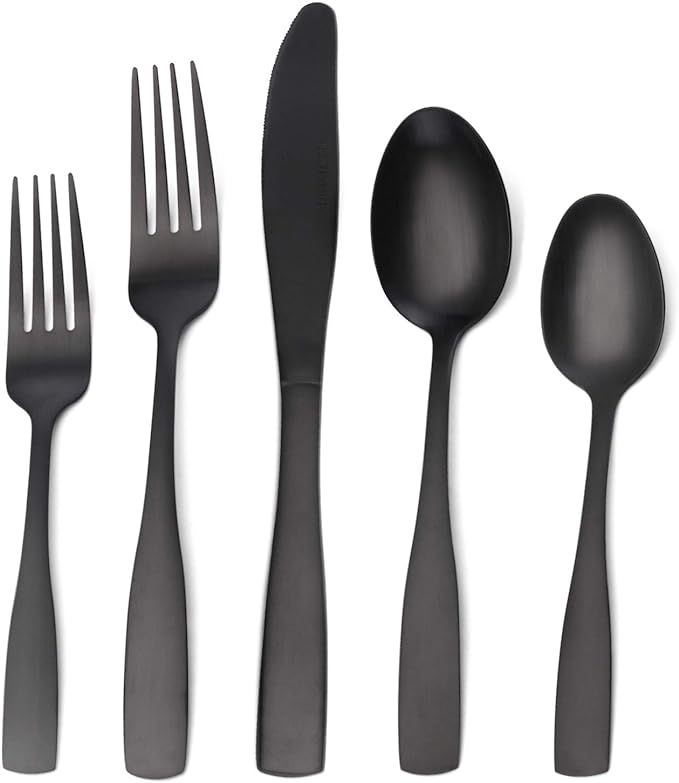 O.C.E. Matte Black Silverware Set, O.C.E. Satin Finish 30-Piece Stainless Steel by OCEExquisitesilverware