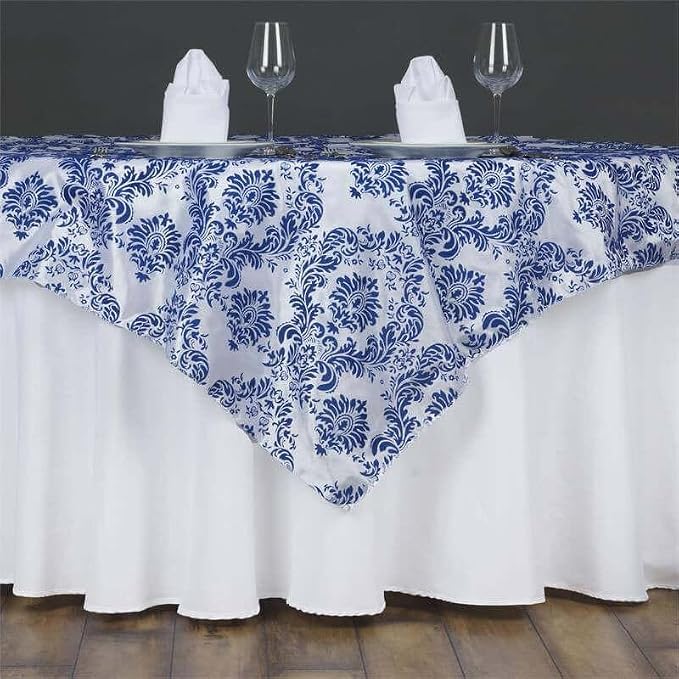 Efavormart 5pcs Royal Damask Flocking Square Tablecloth Overlay 60"x60" Square by efavormart