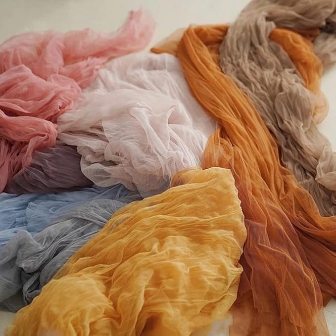 Joanlody Coffee Cheesecloth Table Runner Fall Thanksgiving 10Ft Rustic Gauze Boho Cheese Cloth Table Runner for Wedding Bridal Baby Shower Decoration