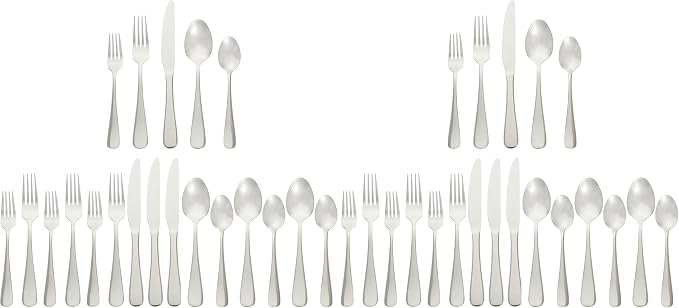 Amazon Basics Silverware Set, Stainless Steel Flatware, Dishwasher Safe by AmazonBasics
