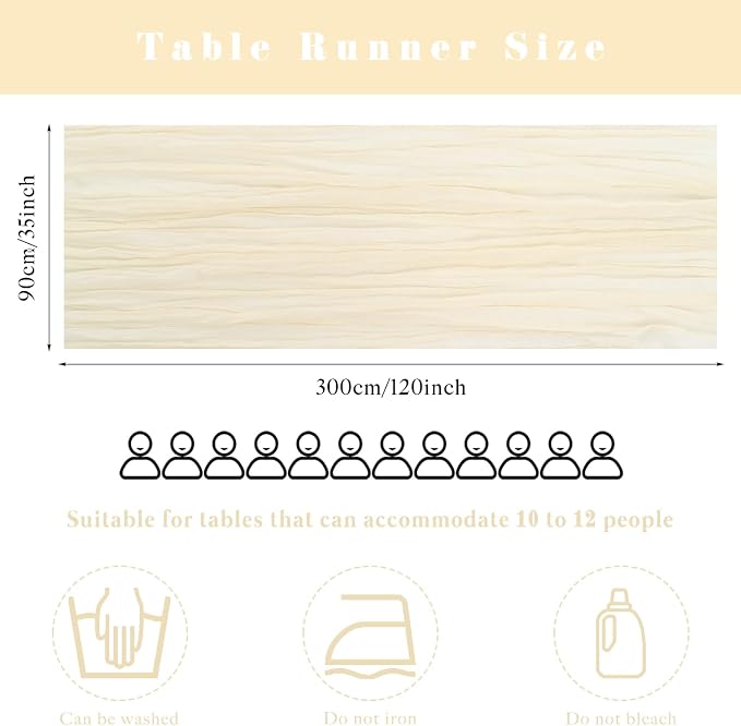 Beige Cheesecloth Table Runner 10FT Runner - Image 3