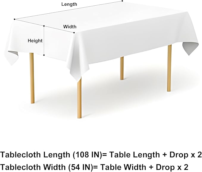 misaya Rectangle Waterproof Vinyl Table Cloth, Buffalo Flannel Backed Tablecloth, Wipeable Plastic Table Cover for Dinner, Kitchen, Outdoor (54" x 108", Green and White)