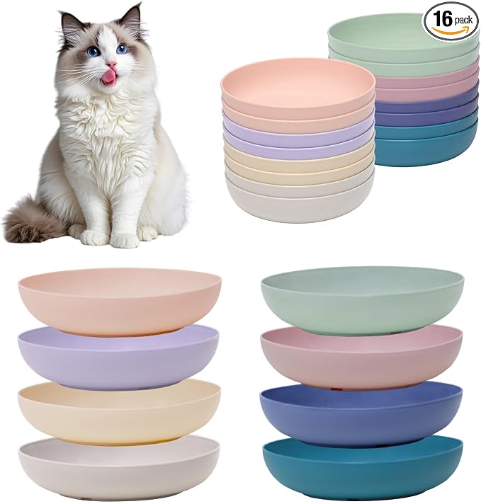 Cat Dishes Whisker Friendly, Shallow Wide Pet Food and Water Bowl, Durable by WDZZHOT