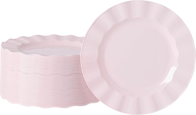 72 Pack Pink Plastic Plates, Thanksgiving by NZVCNTableware