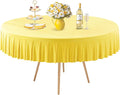 1 Pack Yellow Spandex Round Tablecloths for 72in Table, Stretchy Fitted 6FT Round Table Cloths, Wrinkle Free Table Cover with Skirt for Wedding Birthday Party Bridal Shower Banquet