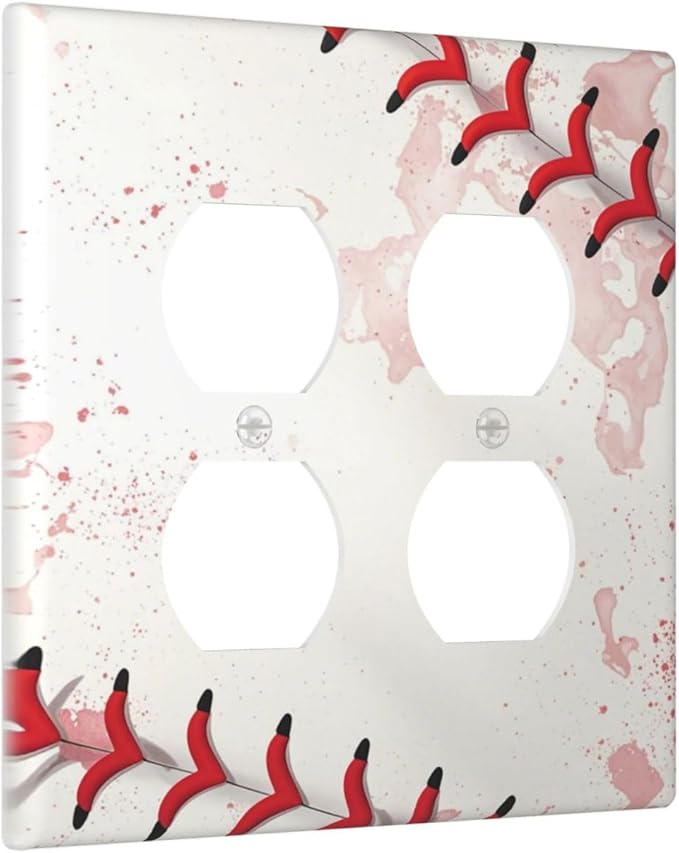 Light Switch Cover Baseball Sports Ball Game 2 Gang Decorative SwitchPlates Double Duplex Wall Plates Switch Plates and Outlet Covers for Bathroom Bedroom Decor