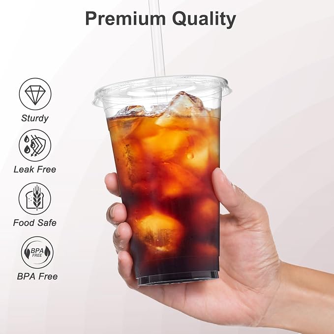 Dealusy 100 Pack - 20 oz Clear Plastic Cups - Image 3