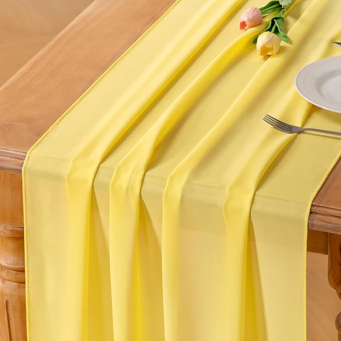 Yellow Chiffon Table Runner Summer Boho Wedding Birthday Party Decor | 10ft by Socomi