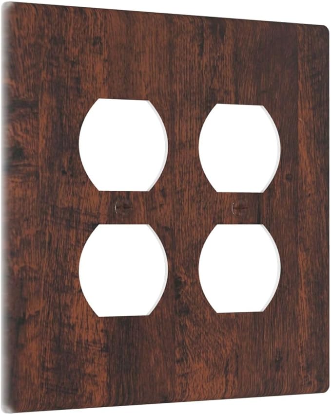 Light Switch Cover Brown Red Rustic Wood Grain Retro Farmhouse 2 Gang Decorative SwitchPlates Double Duplex Wall Plates Switch Plates and Outlet Covers for Farmhouse Cabin Decor